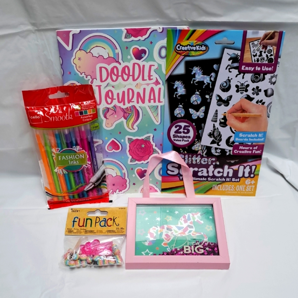 🐰Easter Unicorn 5 NEW Items Journal Pens Scratch It Necklace Kit Hanging